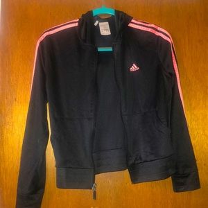 Adidas Medium Black and Pink Athletic Zip Up